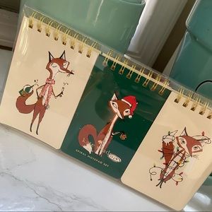 NEW Kate spade festive foxes spiral notepad set